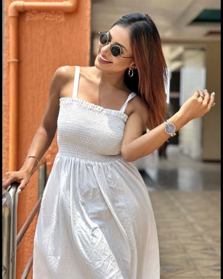 Purva Shinde Pink Gown Bold Look