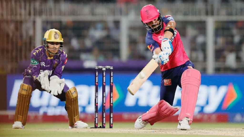 Riyan Parag 6 Ball 6 Sixes Becomes First Batter to Hit Six Sixes in a Row in IPL Watch Video KKR vs RR Riyan Parag 6 Ball 6 Sixes Becomes First Batter to Hit Six Sixes in a Row in IPL Watch Video KKR vs RR