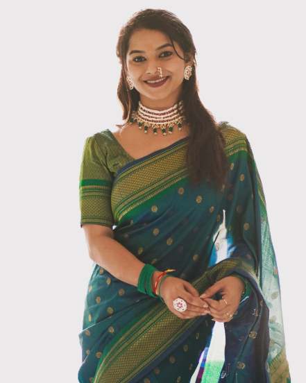 Sakshee Gandhi Peacock Green Paithani Saree