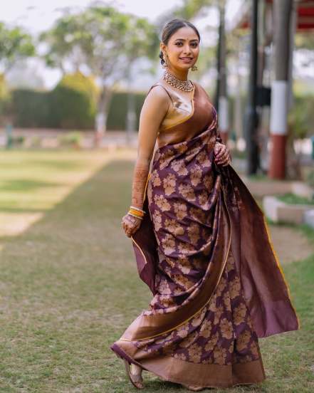 Sayali Deodhar Purple Saree Look