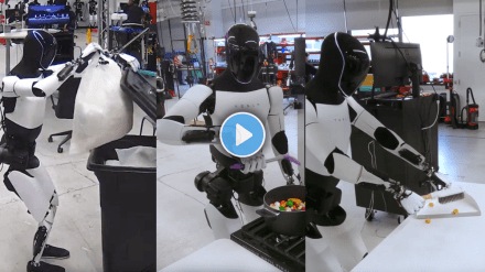 Tesla Optimus Humanoid Robot Doing Household Chore