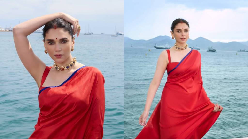 Aditi Rao Hydari embraced a desi vibe as she stuns in a red sari with sindoor at Cannes Film Festiva