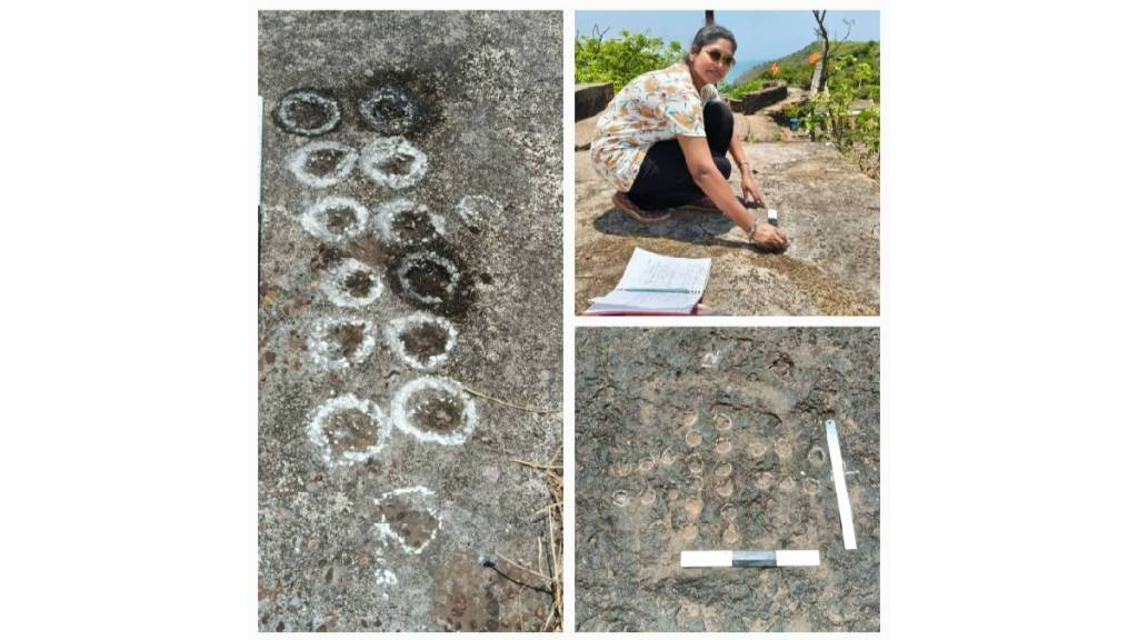 History researcher Snehal Bane found the remains of the ancient game of Mancala at Ratnadurg Fort in Ratnagiri
