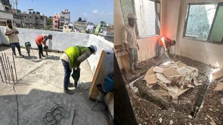 The Mumbai Municipal Corporation has demolished a four storey building constructed illegally in the Vesave Gaothan area