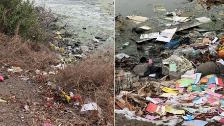 Residents of the area around the lake in T. S. Chanakya area are currently suffering from the problem of garbage