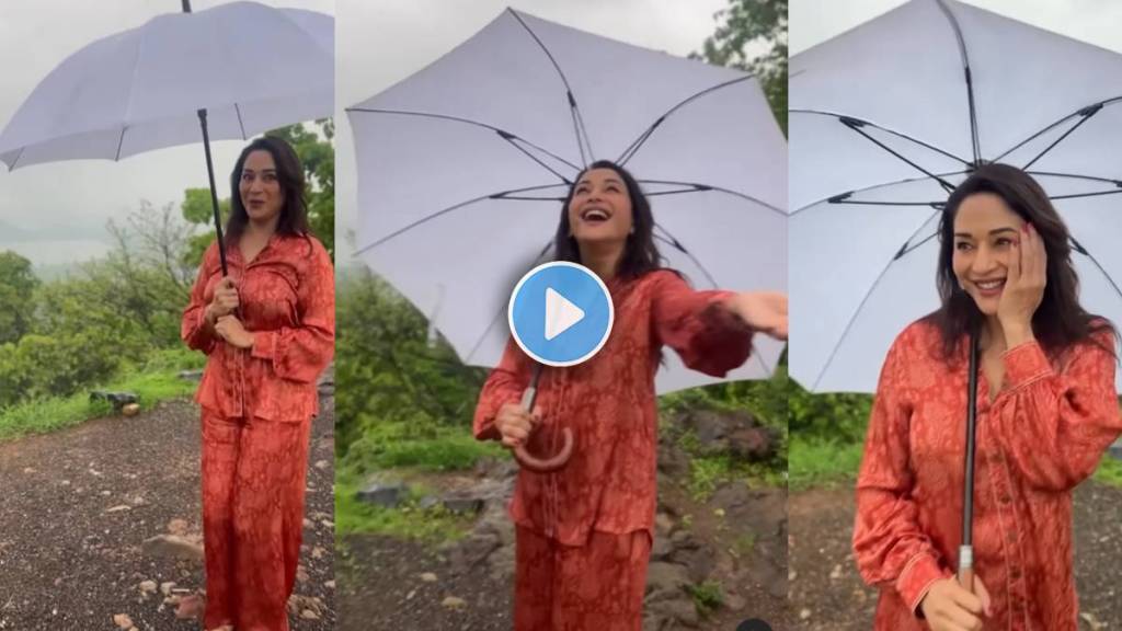 madhuri dixit enjoy rainy season weather and grooving on old song
