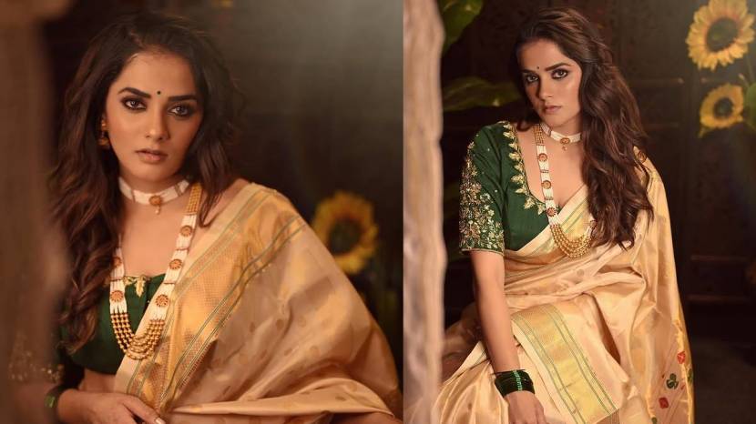marathi actress bhagyshree mote hot saree look