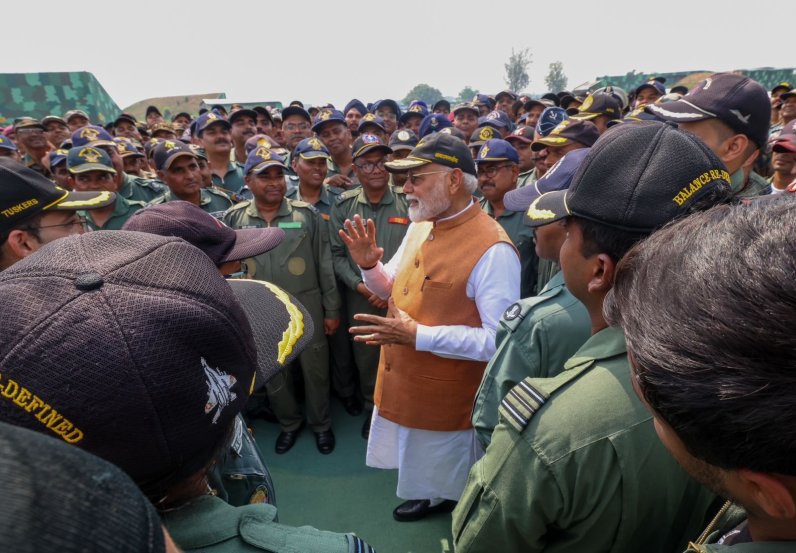 pm narendra modi adampur airbase visit photos