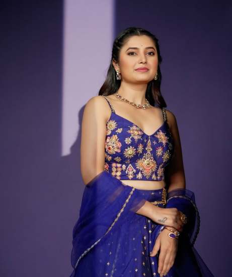 prajakta mali in colourful lehenga