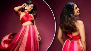 prajakta mali in colourful lehenga