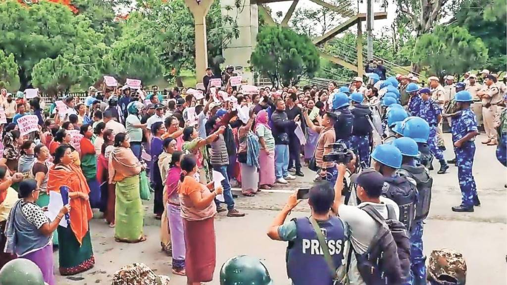 Meitei group protest against Manipur Governor Ajay Kumar Bhalla