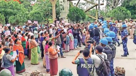 Meitei group protest against Manipur Governor Ajay Kumar Bhalla