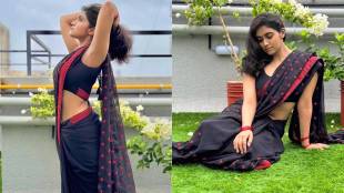 rinku rajguru aka archi in black saree look