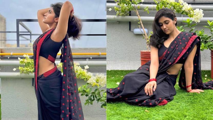 rinku rajguru aka archi in black saree look