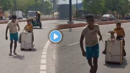 two kids take injured pet dog to hospital