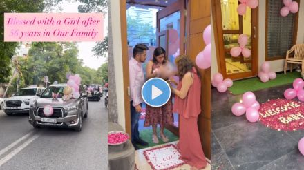 Family emotionally welcoming newborn baby girl after 56 years
