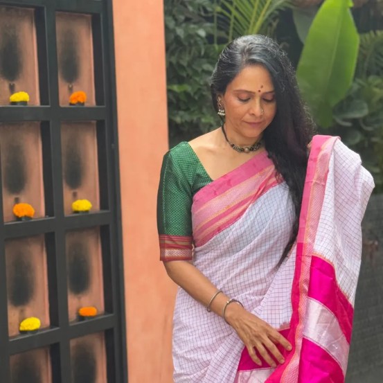 Aishwarya Narkar White Irkal Saree