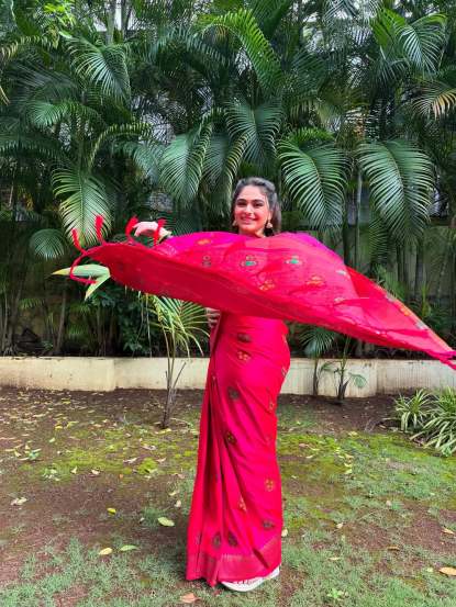 Aishwarya Shete Pink Saree Look