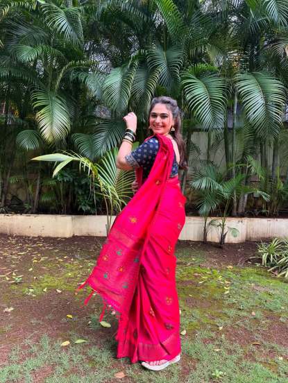 Aishwarya Shete Pink Saree Look