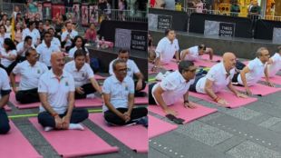 Anupam Kher Joins International Yoga Day At Times Square