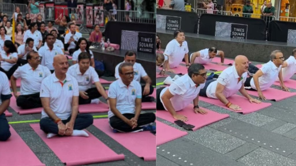 Anupam Kher Joins International Yoga Day At Times Square