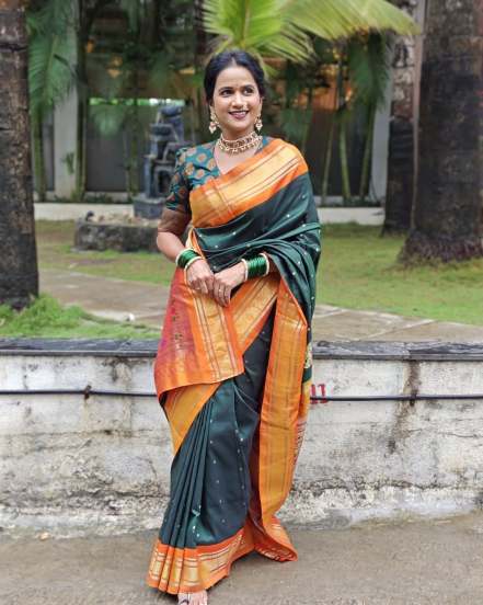 Ashwini Kasar Green Paithani Saree Look