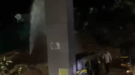 Lokmanya Nagar area thane Water pipeline burst during road work water supply to Savarkar MHADA
