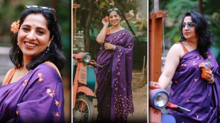 Madhurani Gokhale Purple Saree Look