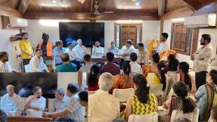 Thane Lok Sabha MP Naresh Mhaske held a meeting about gas connection at Anandashram.
