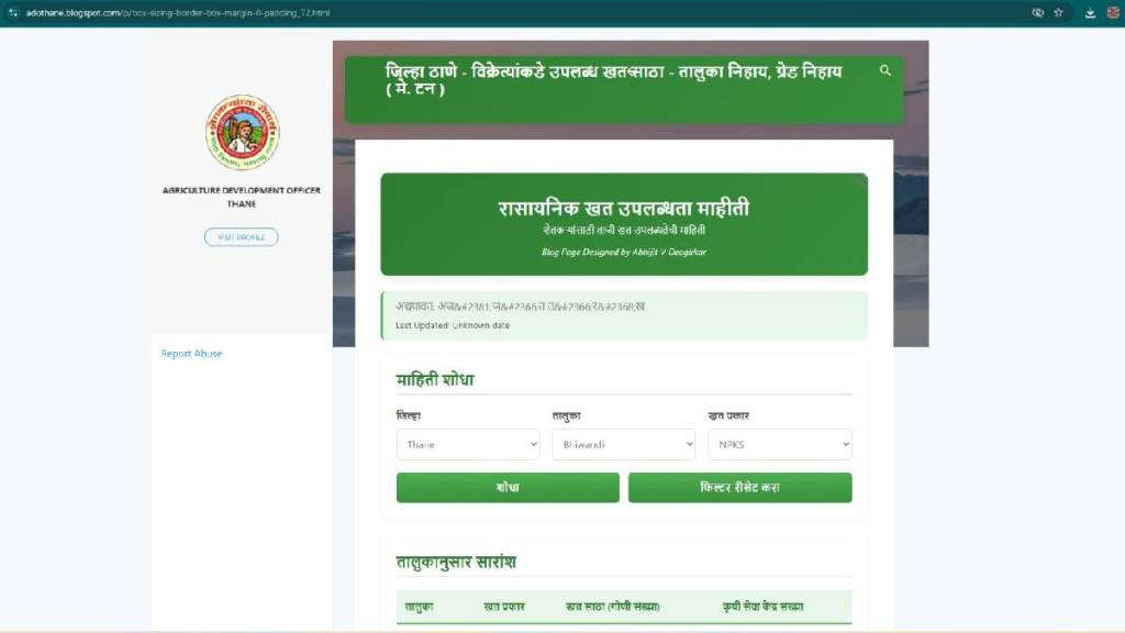 thane Zilla Parishad Agriculture Department launched Blogspot
