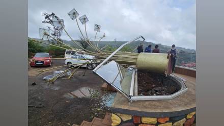 Solar tree at Sidney Point collapsed in strong winds rains after six months of installation