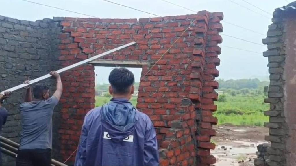 During rains illegal construction near Titwala cricket field demolished