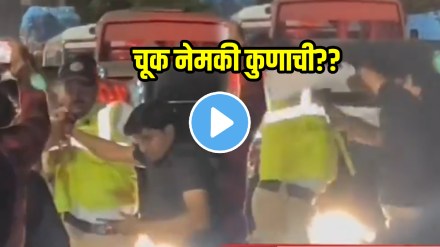 Kalyan: Heated Brawl Between On Duty Traffic Police And Bike Rider Amid Major Traffic Jam shocking video goes viral on social media