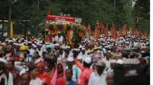 ahilyanagar ashadhi wari sant nivruttinath palakhi shrirampur welcome