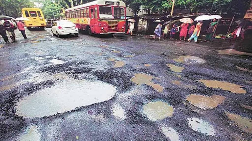 Thane city Potholes on highways bridges, traffic slowed down fear of accidents