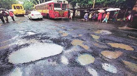 Thane city Potholes on highways bridges, traffic slowed down fear of accidents