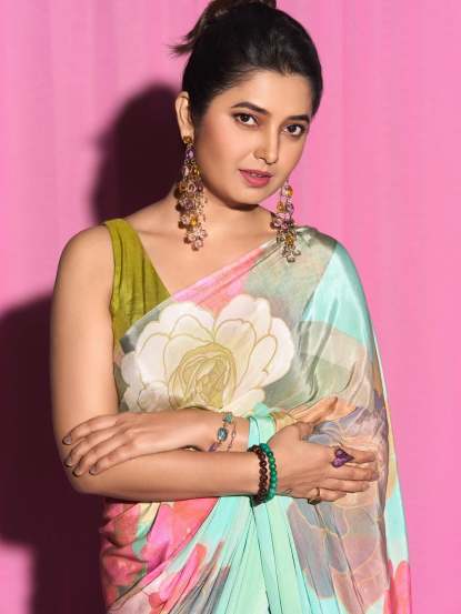 Prajakta Mali Colorful Floral Print Saree