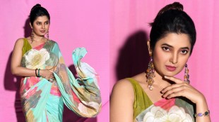 Prajakta Mali Colorful Floral Print Saree