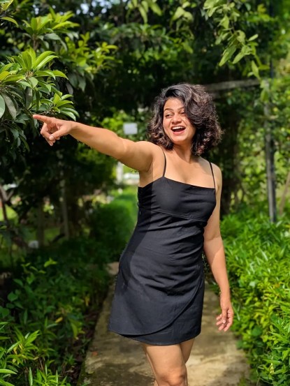 Purva Kaushik Black Dress Look