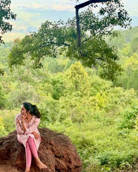Rinku Rajguru Nature Photoshoot No Makeup Look