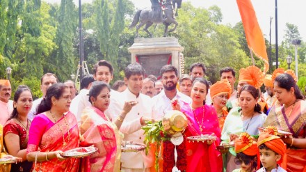 51 feet high Swarajyagudi on Shivrajyabhishek Din 2025 pune print news 51 feet high Swarajyagudi on Shivrajyabhishek Din 2025 pune print news