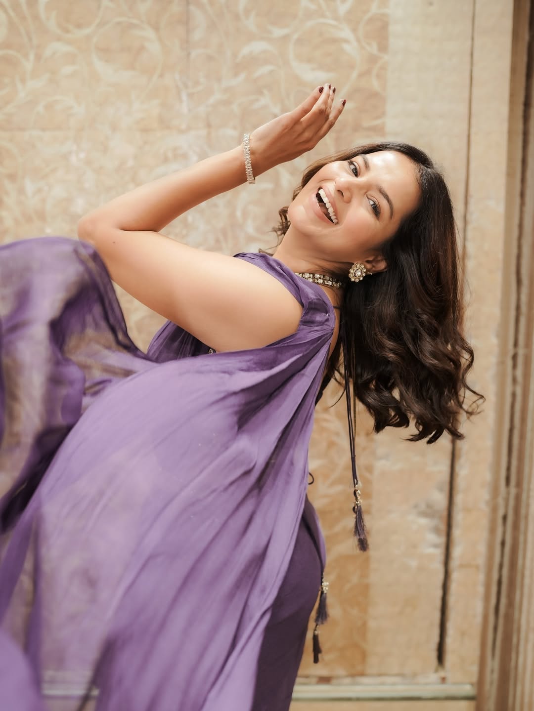 Titeekshaa Tawde Purple Saree Look