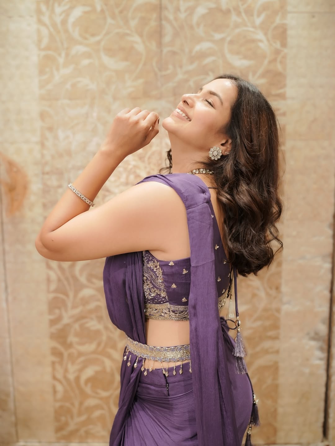 Titeekshaa Tawde Purple Saree Look