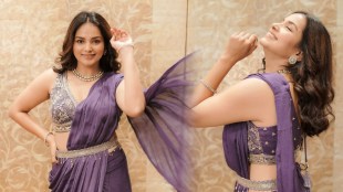 Titeekshaa Tawde Purple Saree Look