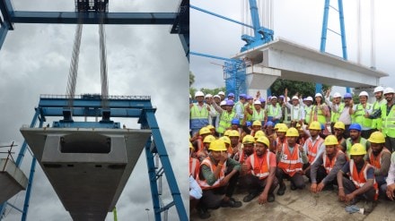 40 meter long box girder was successfully installed in Sakhre village of Dahanu taluka Palghar news 40 meter long box girder was successfully installed in Sakhre village of Dahanu taluka Palghar news