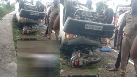 buldhana rajur ghat bike car collision road accident One died on the spot