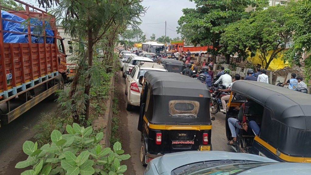 traffic jam thane loksatta news