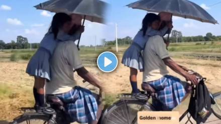grandfather drop his granddaughter at school on cycles