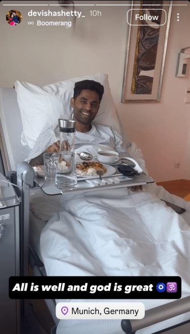 Devisha Shetty Instagram Story After Suryakumar Yadav Surgery