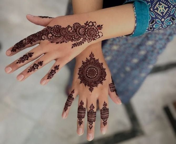 Fusion Fashion Goals Mehndi Art Perfect for Modern Gowns